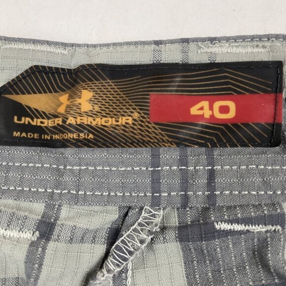 Under Armour Cargo Shorts Men’s 40 Nylon Plaid Mesh Pockets Hike Outdoors - Picture 6 of 11